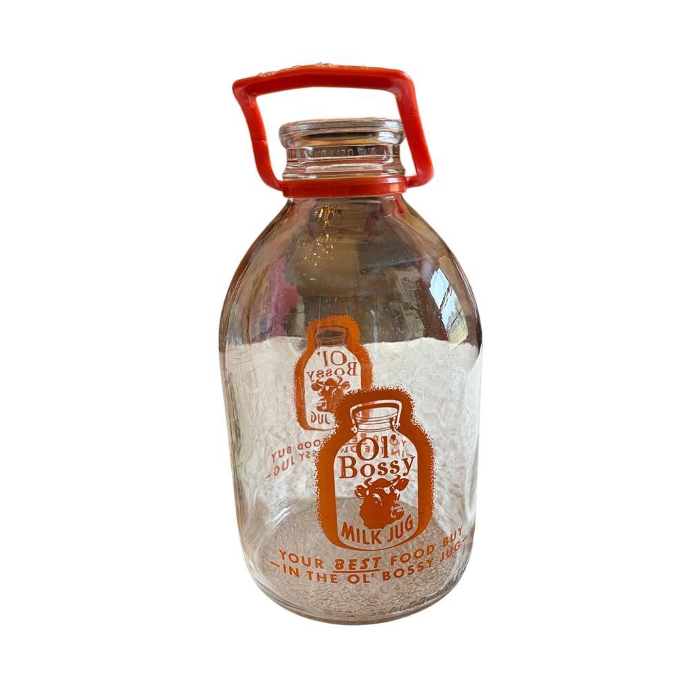Ol' Bossy Vintage Glass Gallon Milk Jug Bottle